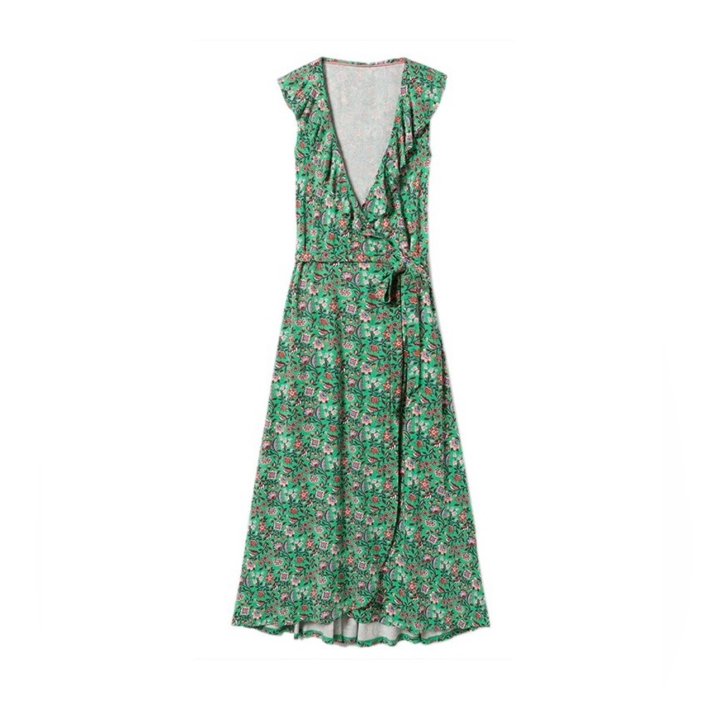 Boden Green Floral Saskia Jersey Maxi Wrap Dress Sz 4R
Sleeveless Stretch Preppy